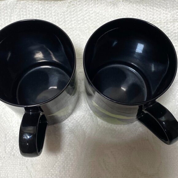 FITZ & FLOYD “Fleurs De Minuit” Mug - White Flowers & Green Leaves On Black - Picture 3 of 4